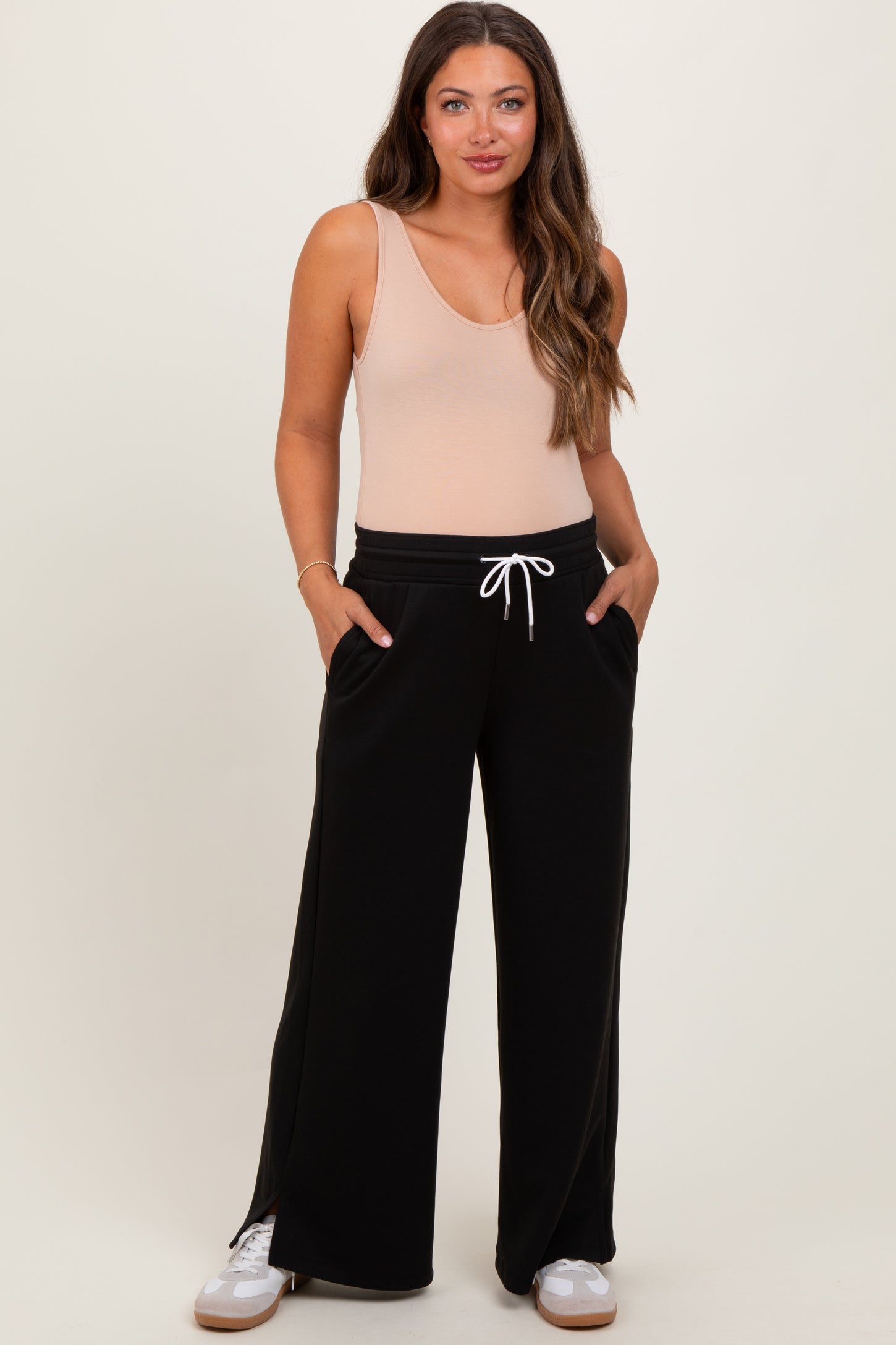Black Drawstring Maternity Lounge Pants