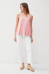 Light Pink Ribbed V-Neck Flowy Tank