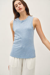 Light Blue Basic Crew Neck Tank