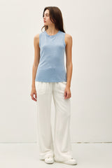 Light Blue Basic Crew Neck Tank