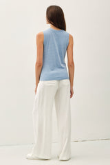 Light Blue Basic Crew Neck Tank