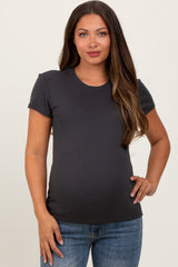 Charcoal Classic Crewneck Maternity T-Shirt