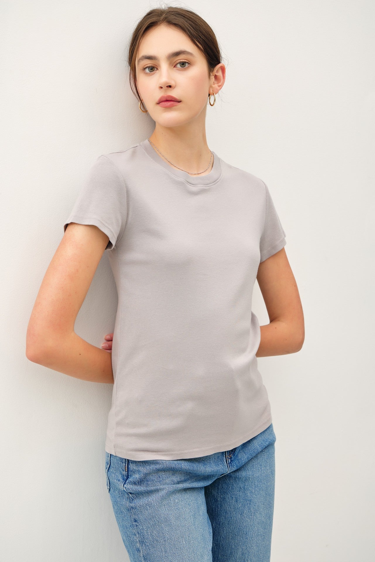 Grey Classic Crewneck Maternity T-Shirt