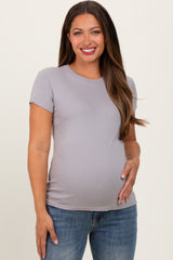 Grey Classic Crewneck Maternity T-Shirt