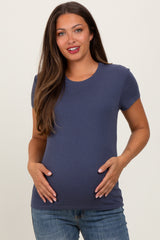 Navy Classic Crewneck Maternity T-Shirt