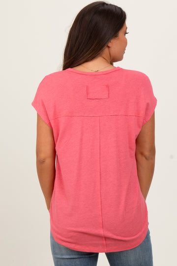 Fuchsia V-Neck Maternity Top