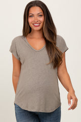 Olive V-Neck Maternity Top