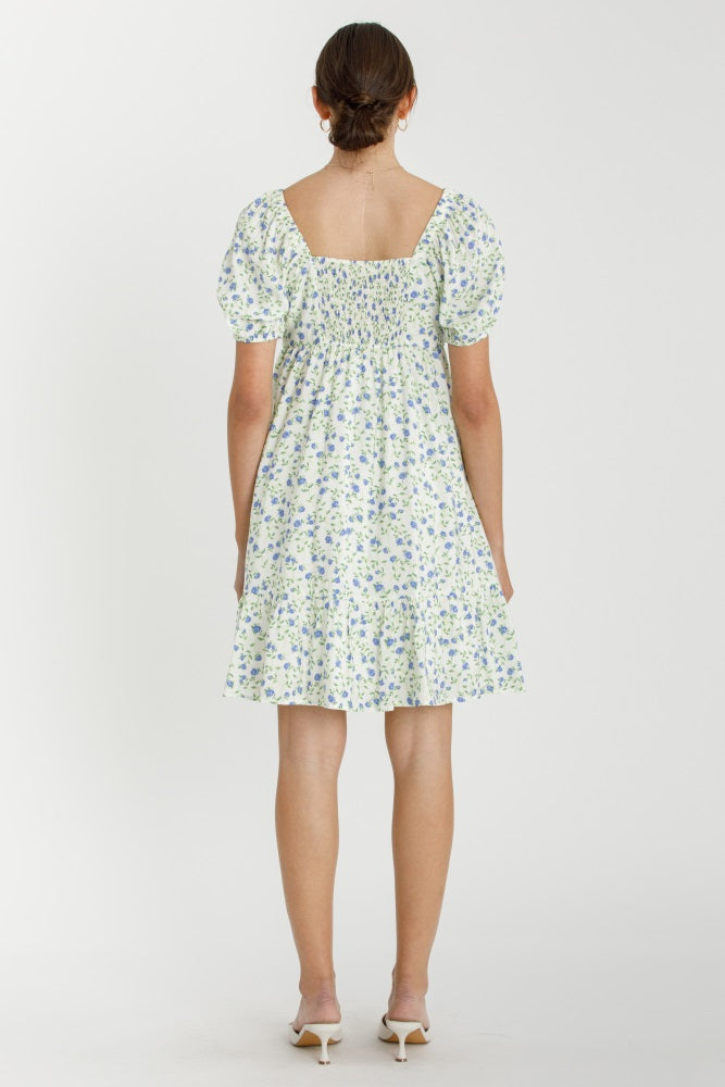 Lavender Floral Babydoll Mini Dress