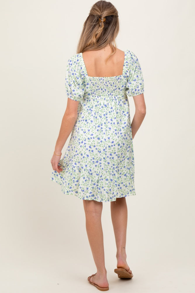 Lavender Floral Babydoll Maternity Mini Dress