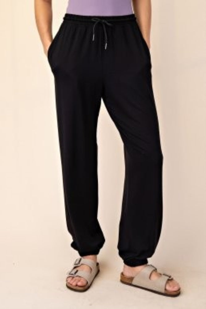 Black Drawstring Jogger Pants
