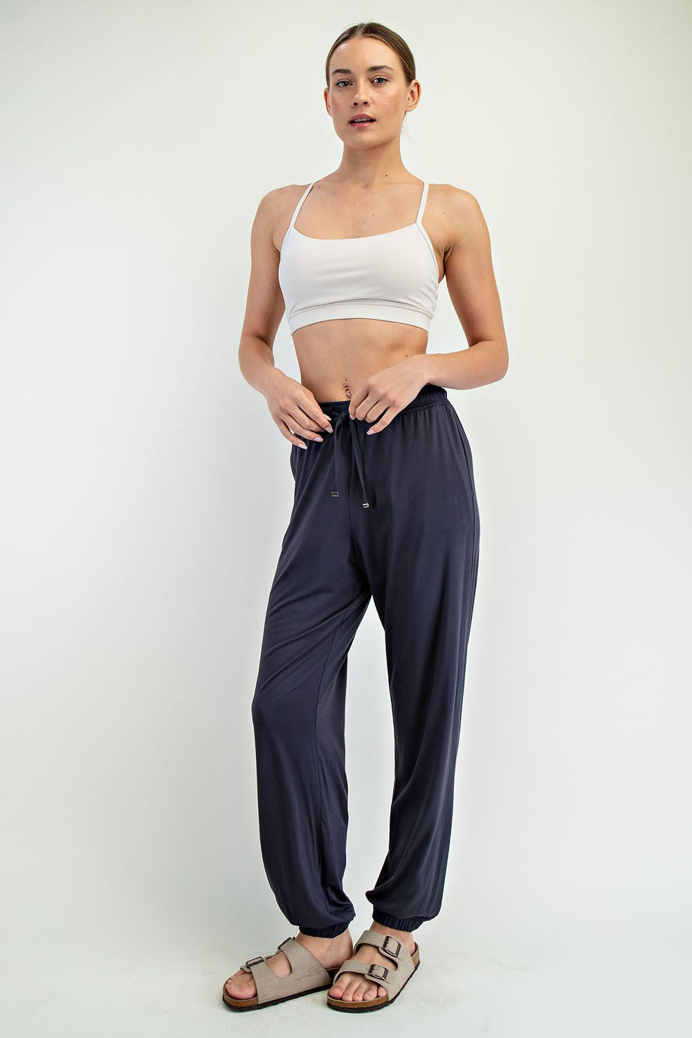 Charcoal Drawstring Jogger Pants