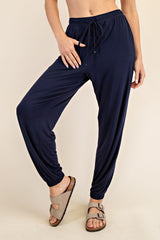 Navy Drawstring Jogger Pants