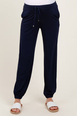 Navy Drawstring Maternity Jogger Pants