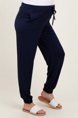 Navy Drawstring Maternity Jogger Pants