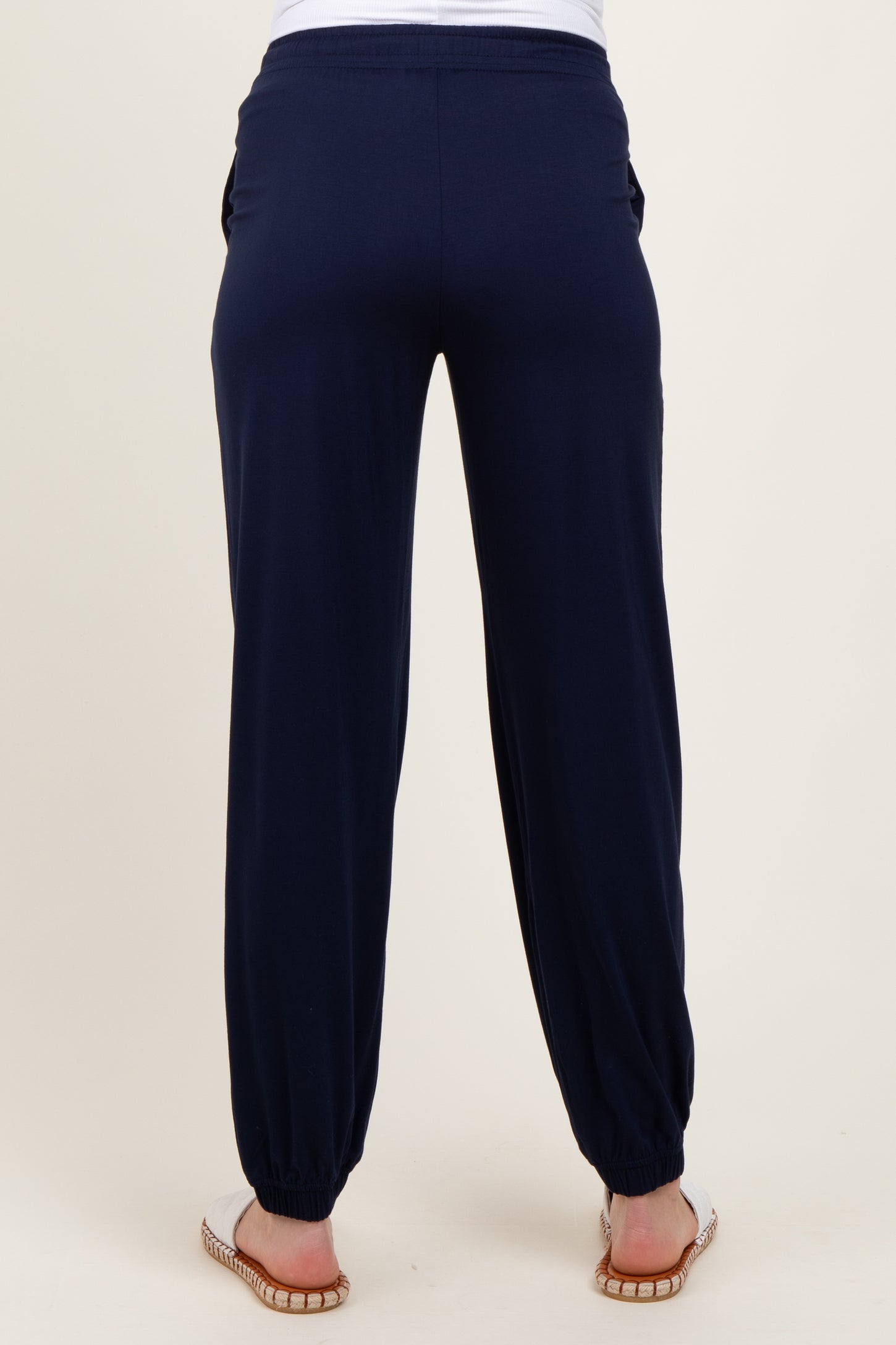 Navy Drawstring Maternity Jogger Pants
