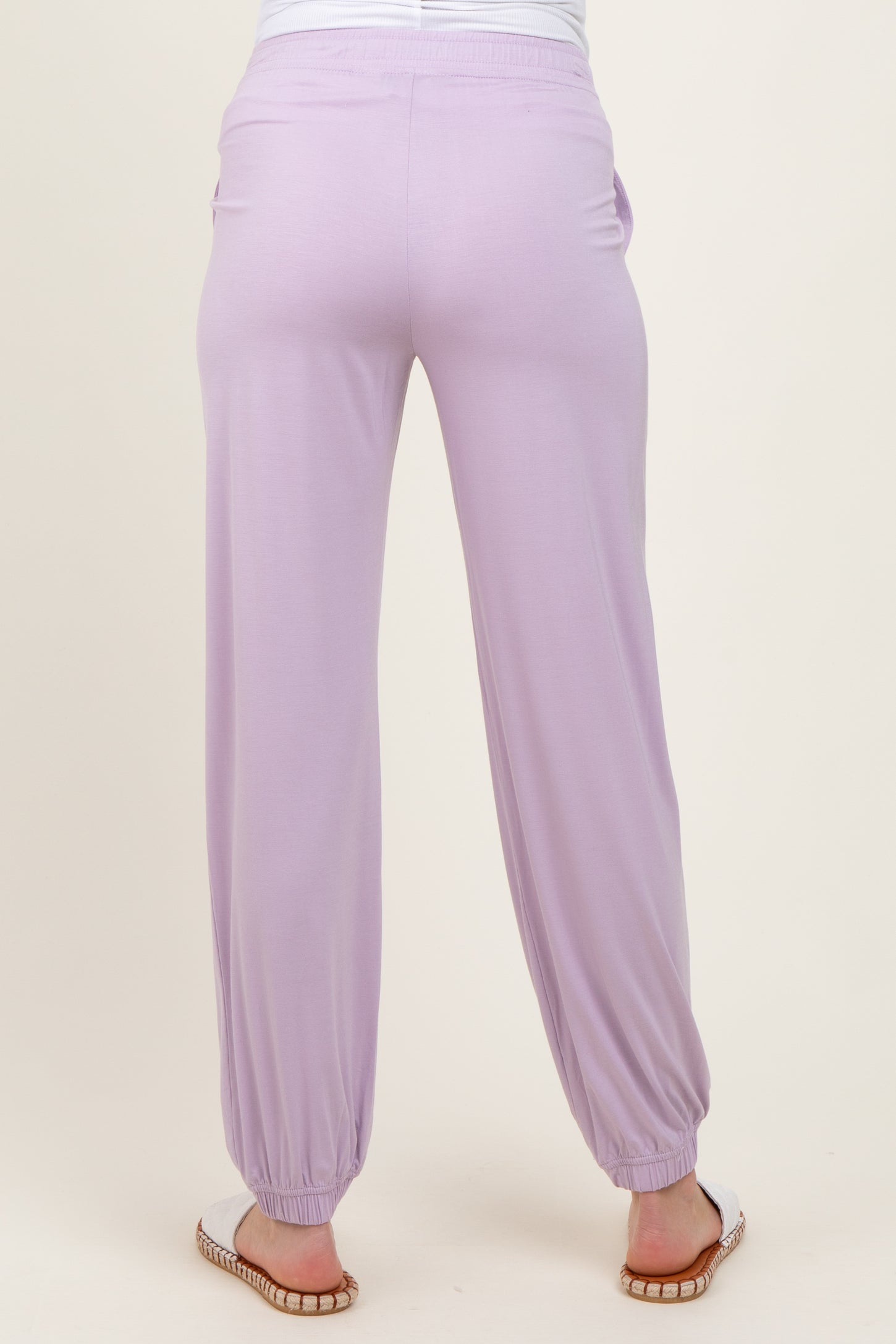 Lavender Drawstring Maternity Jogger Pants