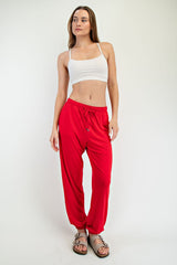 Red Drawstring Jogger Pants
