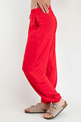 Red Drawstring Jogger Pants