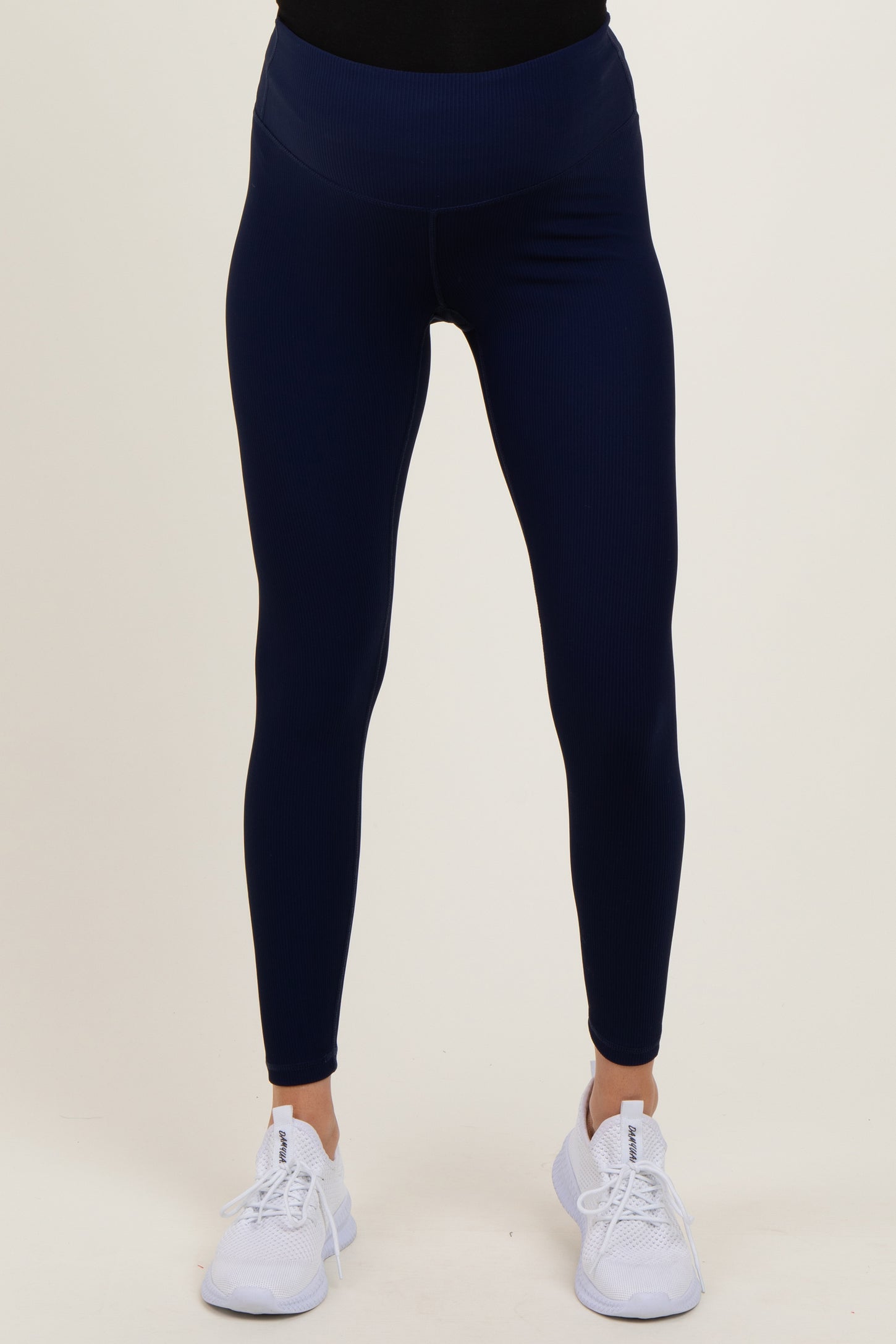 Navy Ribbed Maternity Leggings