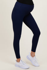 Navy Ribbed Maternity Leggings