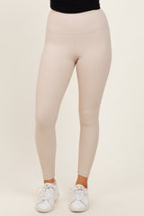 Cream Ribbed Leggings