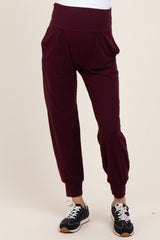 Burgundy Maternity Joggers