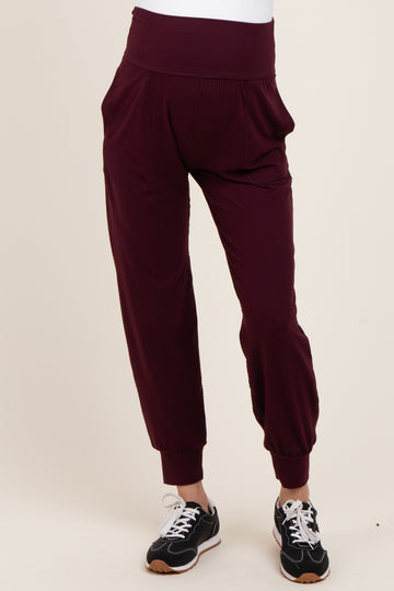 Burgundy Maternity Joggers