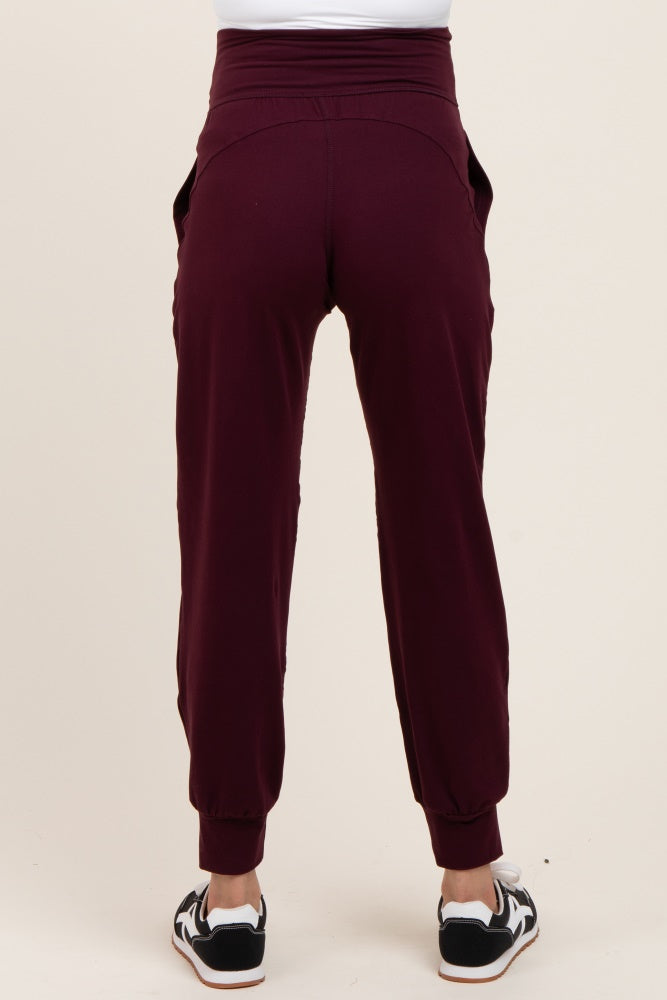 Burgundy Maternity Joggers