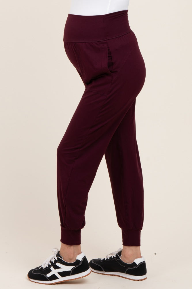 Burgundy Maternity Joggers