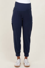 Navy Cargo Pocket Maternity Jogger Pants