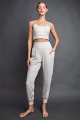 Cream Cargo Pocket Jogger Pants