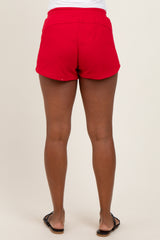 Red Terry Maternity Shorts