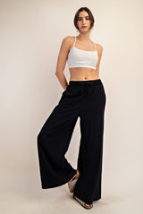 Black Drawstring Wide Leg Lounge Pant