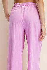 Pink Drawstring Wide Leg Lounge Pant