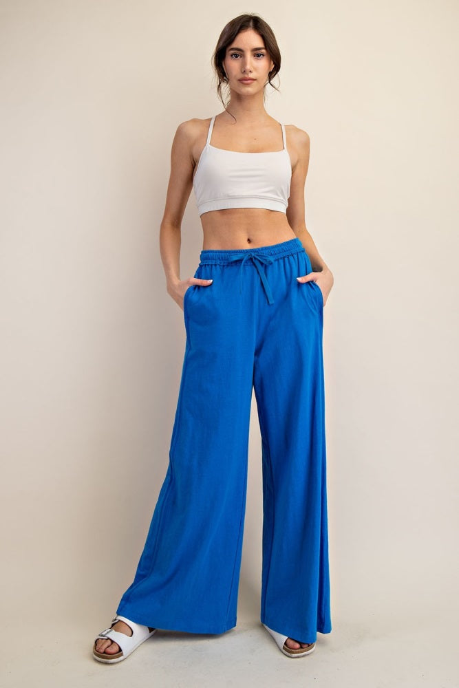 Royal Blue Drawstring Wide Leg Maternity Lounge Pant