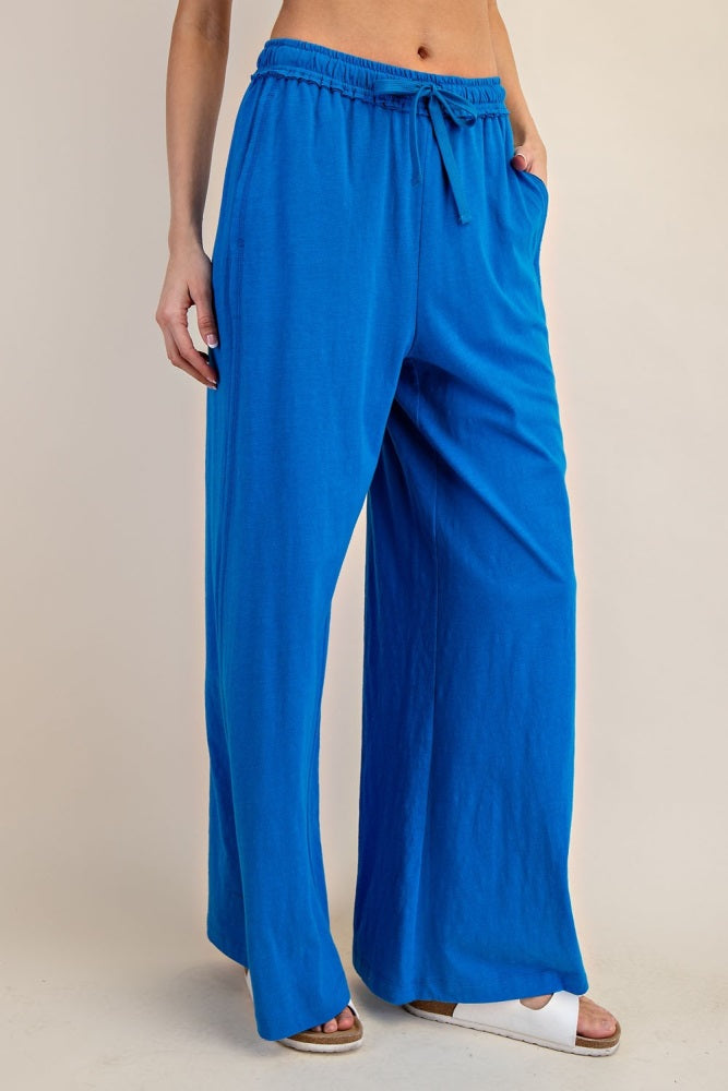 Royal Blue Drawstring Wide Leg Lounge Pant
