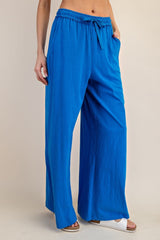 Royal Blue Drawstring Wide Leg Lounge Pant