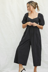 Black Sweetheart Cropped Wide Leg Jumpsuit