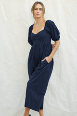 Navy Sweetheart Cropped Wide Leg Jumpsuit
