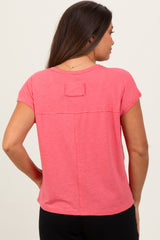 Fuchsia Linen Blend Maternity Short Sleeve Tee