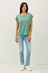 Light Olive Linen Blend Short Sleeve Tee
