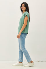 Light Olive Linen Blend Short Sleeve Tee