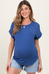 Royal Blue Rolled Cuff Maternity Top