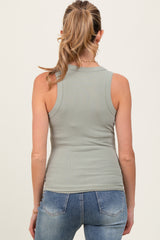 Light Olive Ribbed Basic Crew Neck Maternity Tank