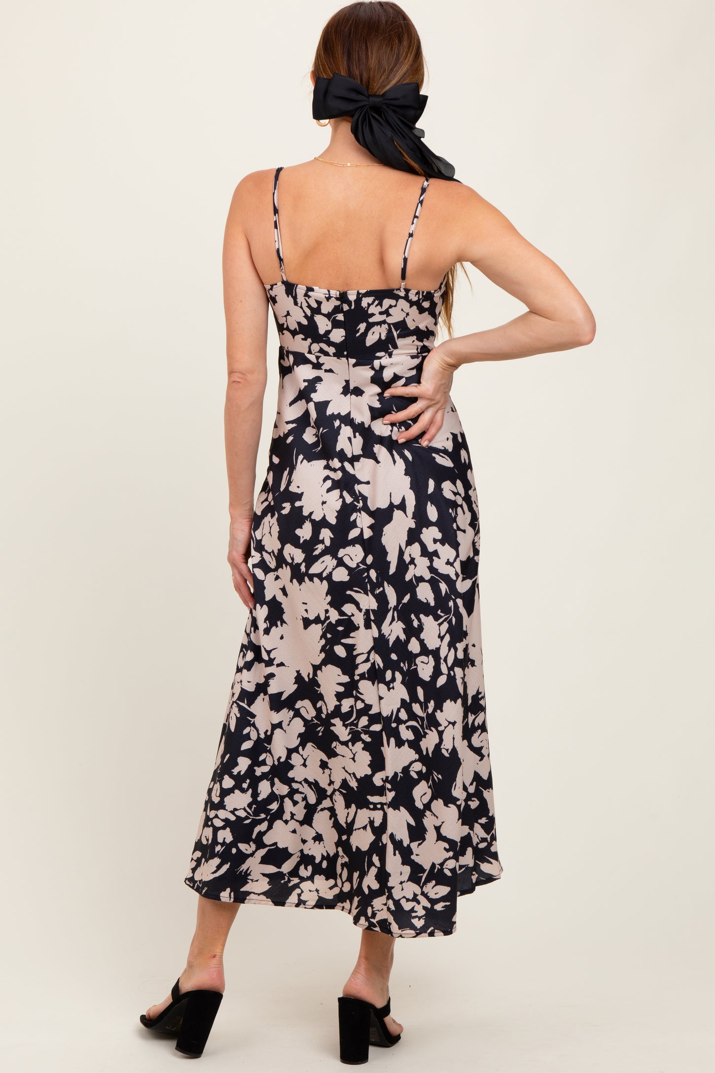 Black Floral Keyhole Detail Maxi Dress