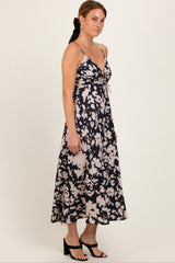 Black Floral Keyhole Detail Maxi Dress