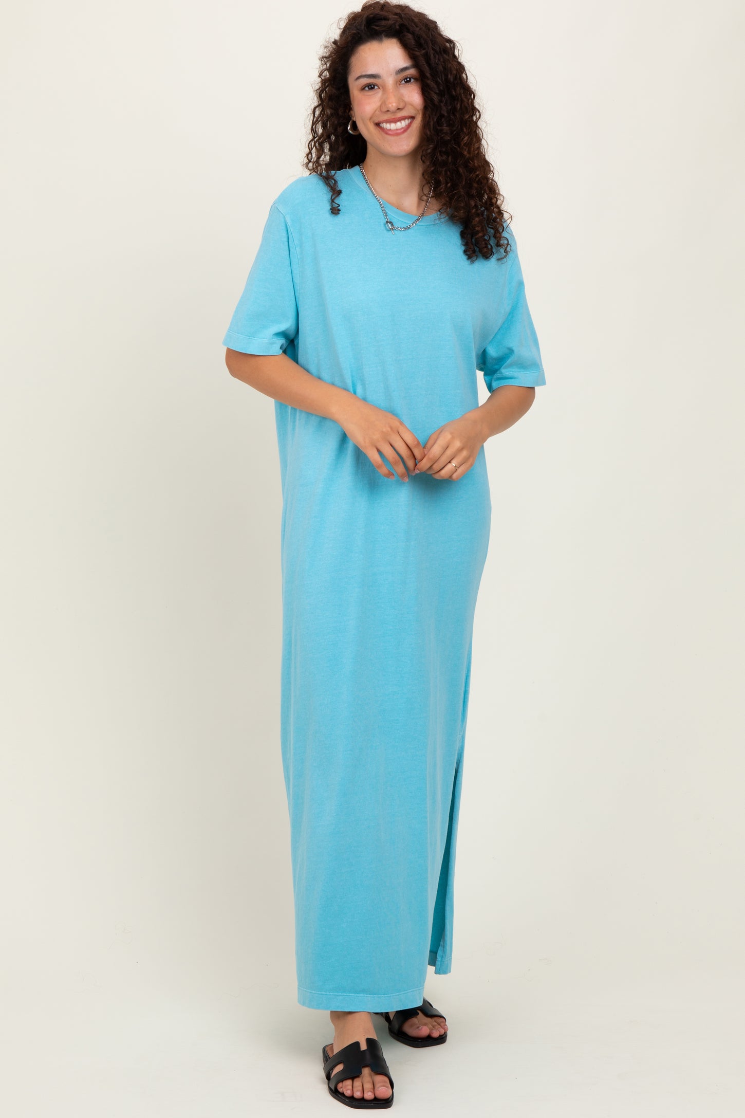 Aqua Short Sleeve Knit T-Shirt Maternity Maxi Dress