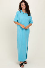 Aqua Short Sleeve Knit T-Shirt Maxi Dress