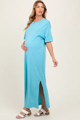 Aqua Short Sleeve Knit T-Shirt Maternity Maxi Dress