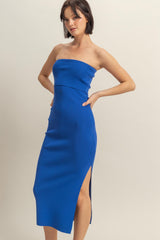 Royal Blue Strapless Fitted Maxi Dress